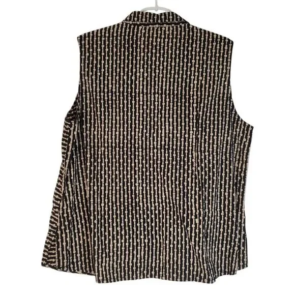 Marketplace Handwork of India Button-up Cotton Printed Shirt Blouse Black Tan 1W - Picture 4 of 12